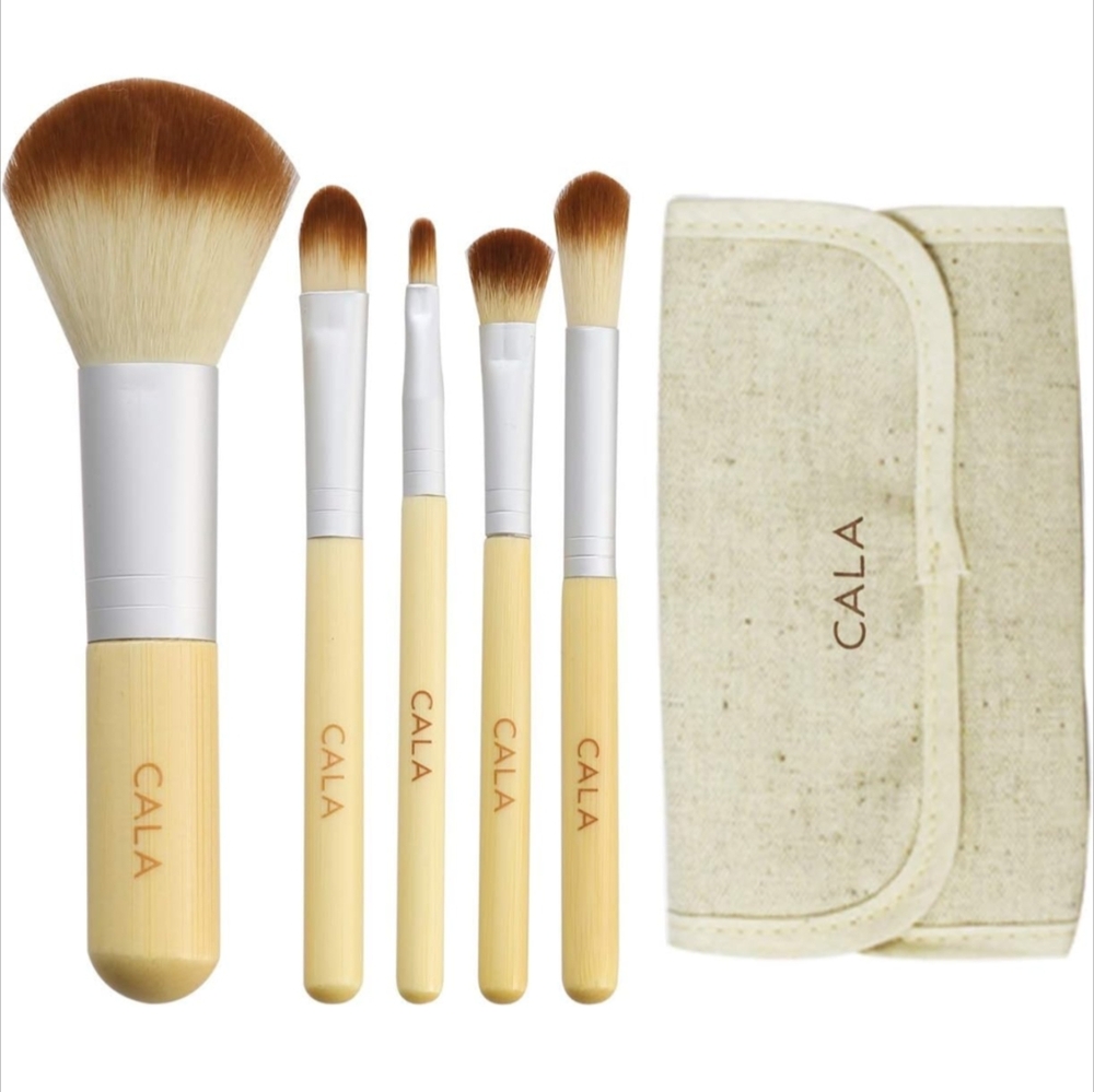 CALA Bamboo Makeup Brush Set with Case